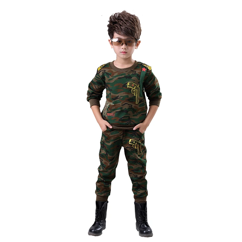 Спортивный костюм из 2 предметов для мальчиков камуфляжный 100% хлопка футболка с