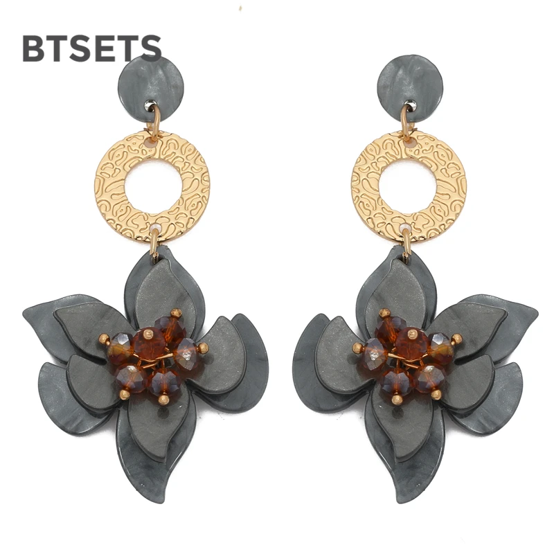 Женские серьги в виде цветка ювелирное изделие богемные массивные акриловые