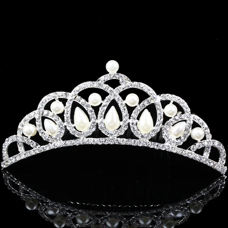 Primera Comunion Regalos Diademas Para Bebe Корона лентой с украшением в виде кристаллов Тиара на