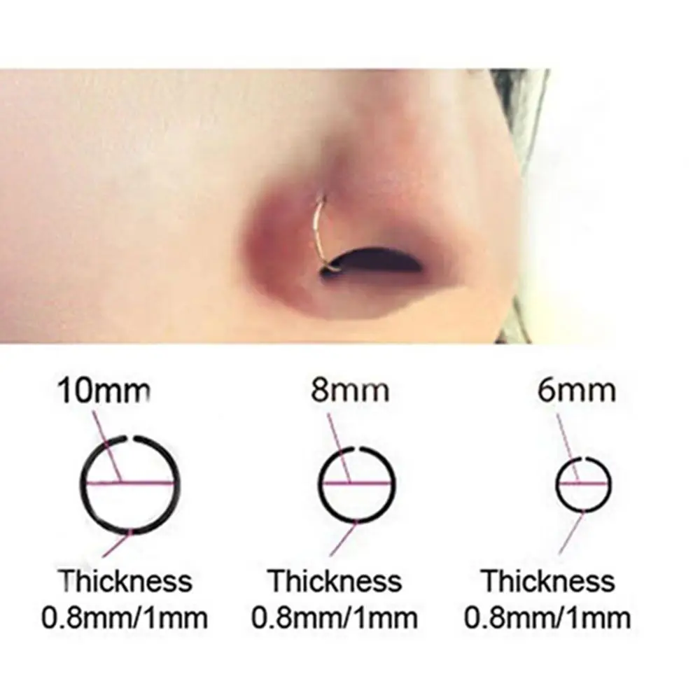 1 pcs New Arrival Surgical Steel 0.8mm Cartilage Piercing Stud Thin Small Nose Ring Hoop Fashion Jewelry | Украшения и аксессуары