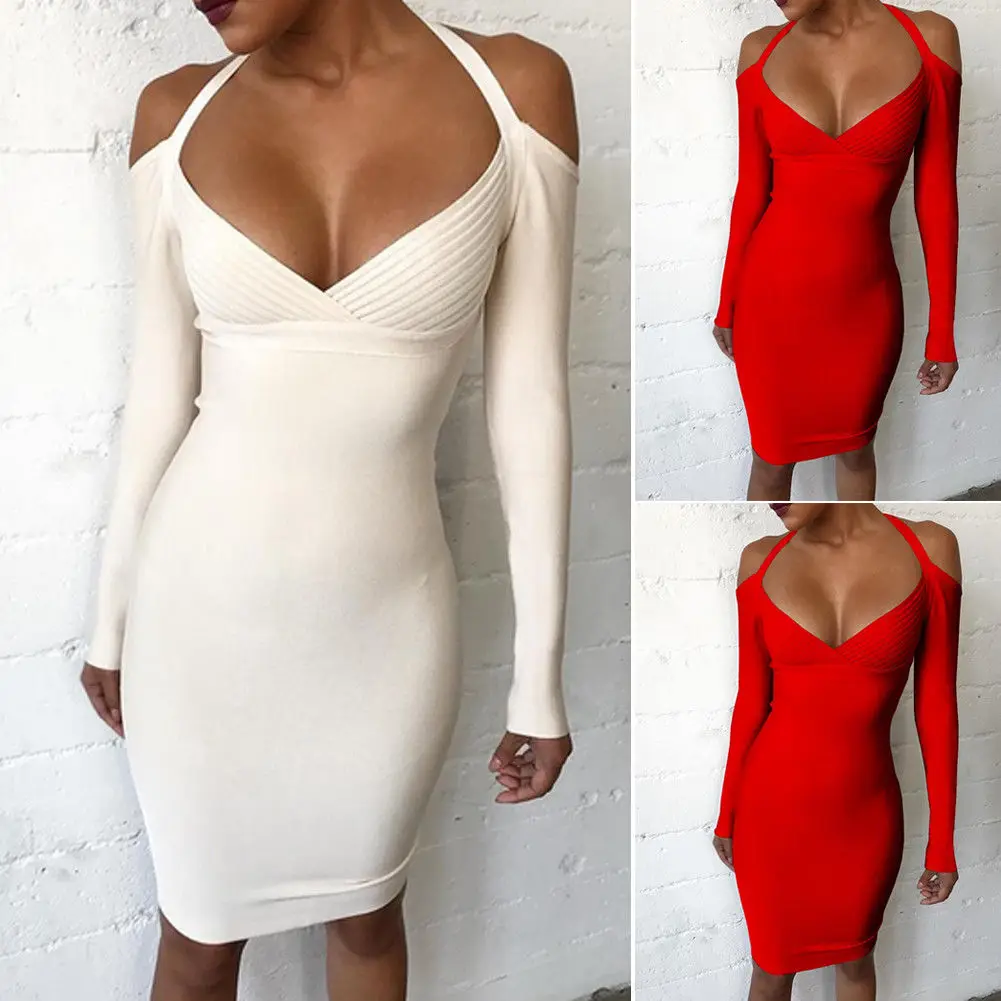 Женский трикотажный джемпер с длинным рукавом и глубоким вырезом|Женские юбки| |