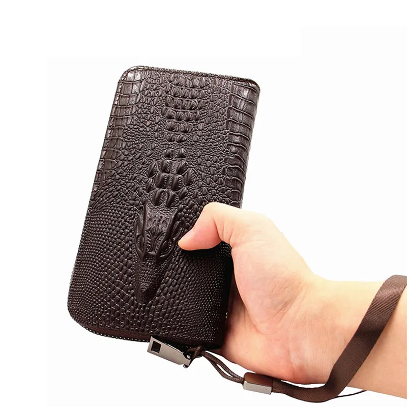 New Men Wallet Male Cluth Bag Long Coin Purse crocodile Zipper Packet Designer Brand Multi-card Position Men's Phone Bags 476 | Багаж и