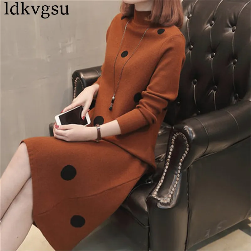 

Вязаное платье-свитер женское, в горошек, свободного покроя, зима 2022, A1319