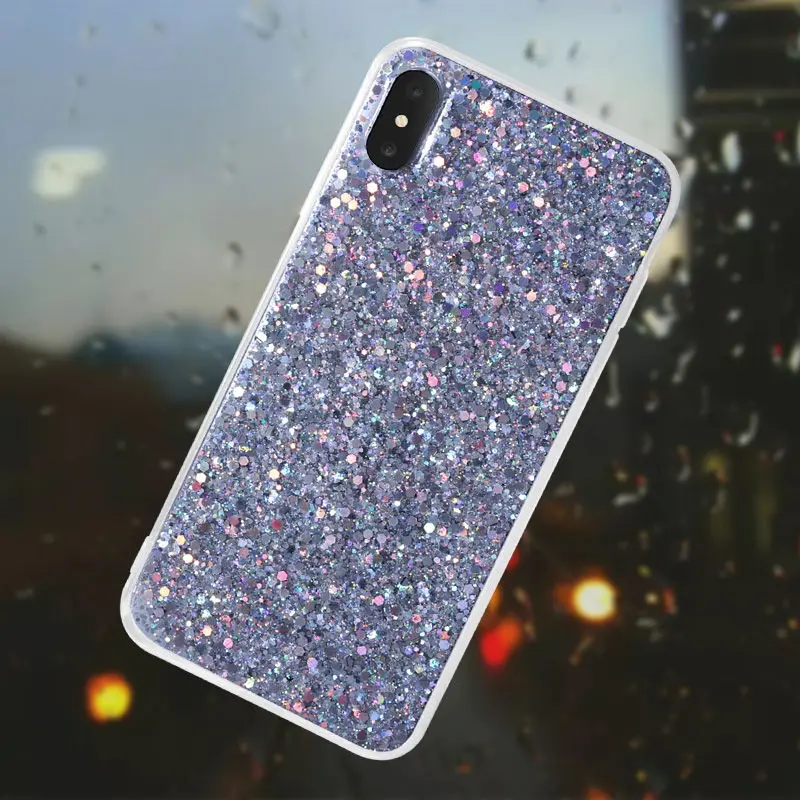 Блестящий силиконовый чехол для iPhone 6 s 6 s 7 8 iPhone XS MAX XR X 10 5 5SE 6 Plus 7 Plus 8 Plus 360 задняя крышка для сотового телефона - Цвет: Серебристый