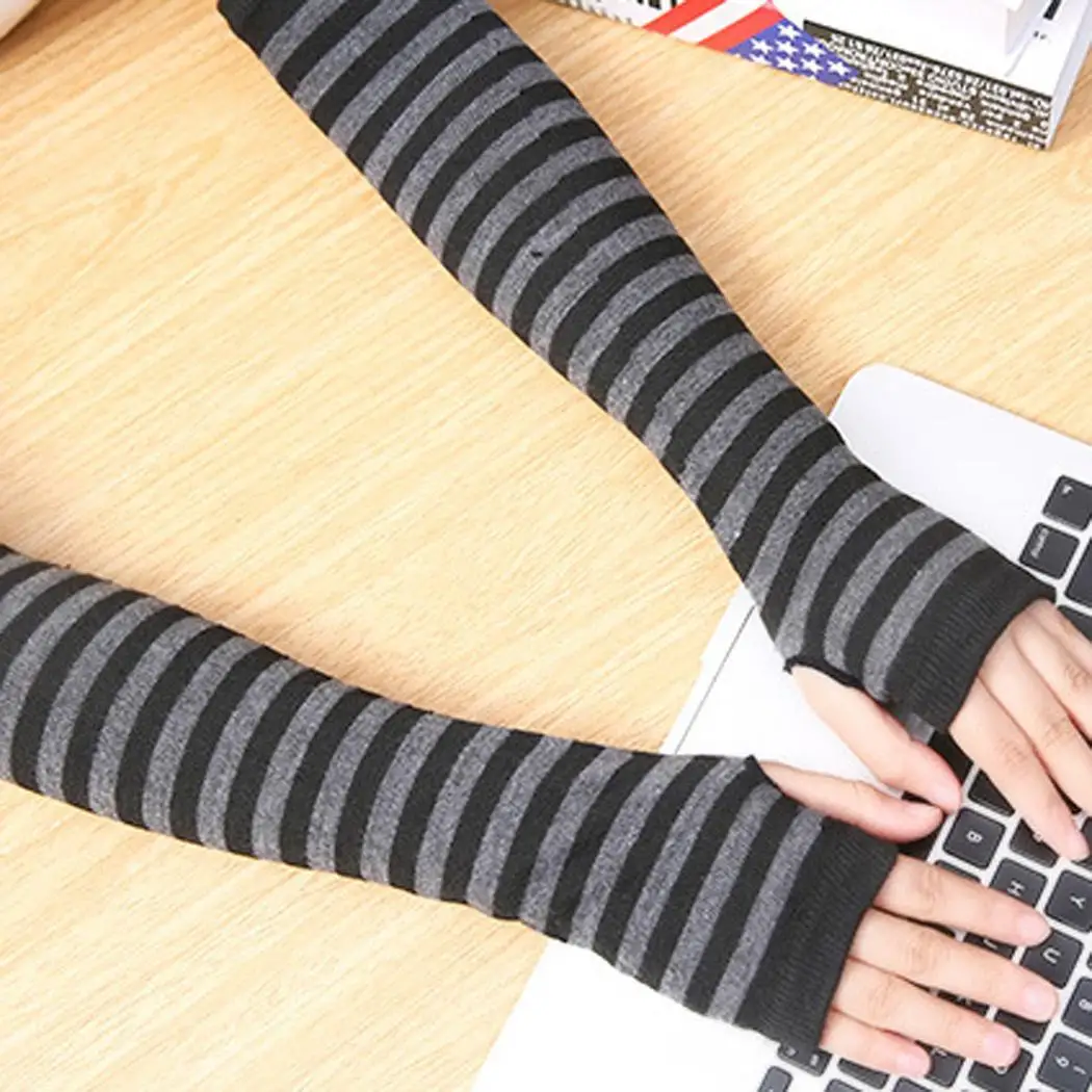 Для женщин и мужчин унисекс зима без пальцев выше локтя теплые рукавицы длиной до