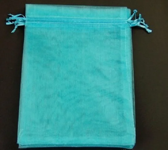 

100pcs wholesale Plain Organza Pouch Wedding birthday party Jewelry Gift Bag 7*9 cm lake blue