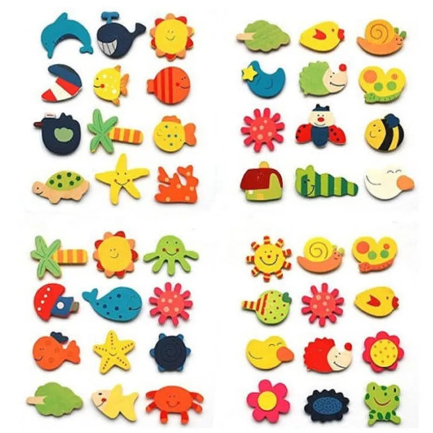 

12pcs Novelty Animals Wooden Fridge Magnet Sticker Cute Funny Refrigerator Toy