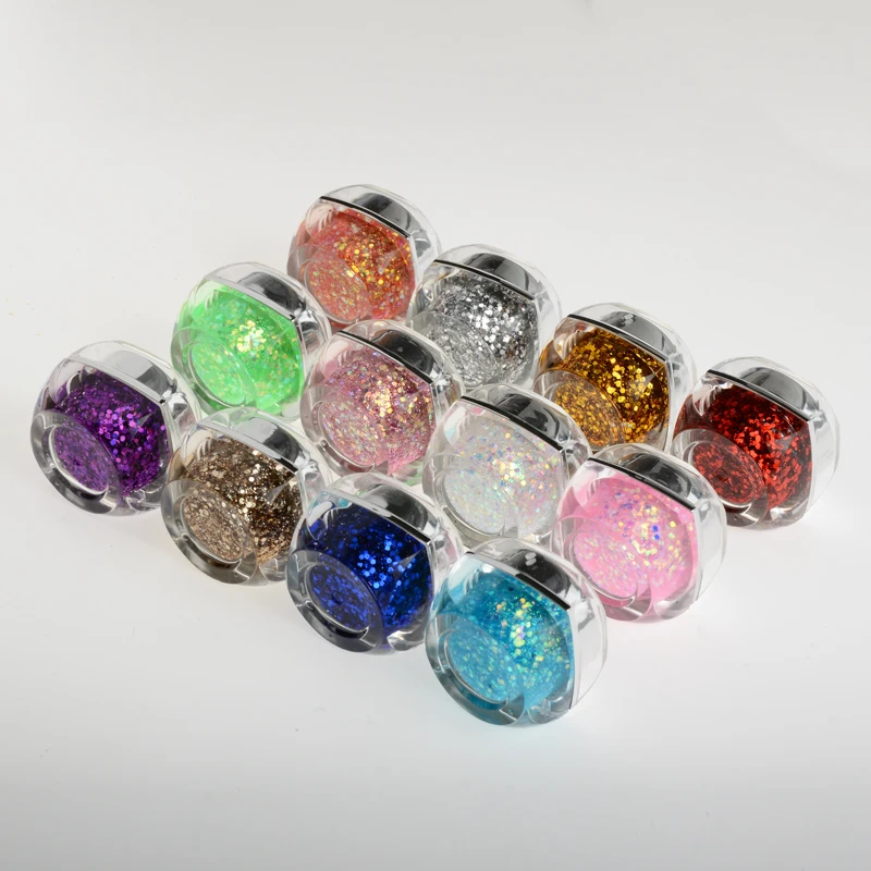 12 farben/set 8ml Nail art Glänzende Glitter Pailletten Sternen Platin Farbe UV Gel Tool Langlebige Gel