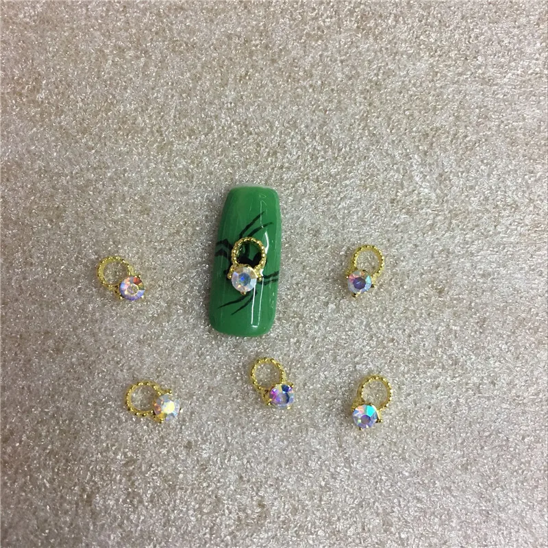 

10 Pcs/bag Nail Alloy Jewelry A Diamond Ring Rhinestone Art GlitterAcessorios Green 3D Nail Art Decoration Jois Tools NO.61NO.62