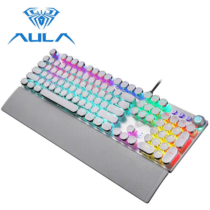 Silver-2088 Механическая игровая клавиатура RGB светодиодный подсветкой 104 клавиш с подсветкой teclado анти-ореолы большие клавиши крутой дизайн для PC Gamer - Цвет: Silver-2088