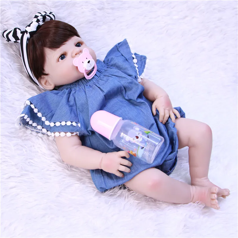 

55cm Full Silicone Body Reborn Baby Doll Toy For Girl Vinyl Newborn Princess Babies Bebe Bathe Accompanying Toy Birthday Gift