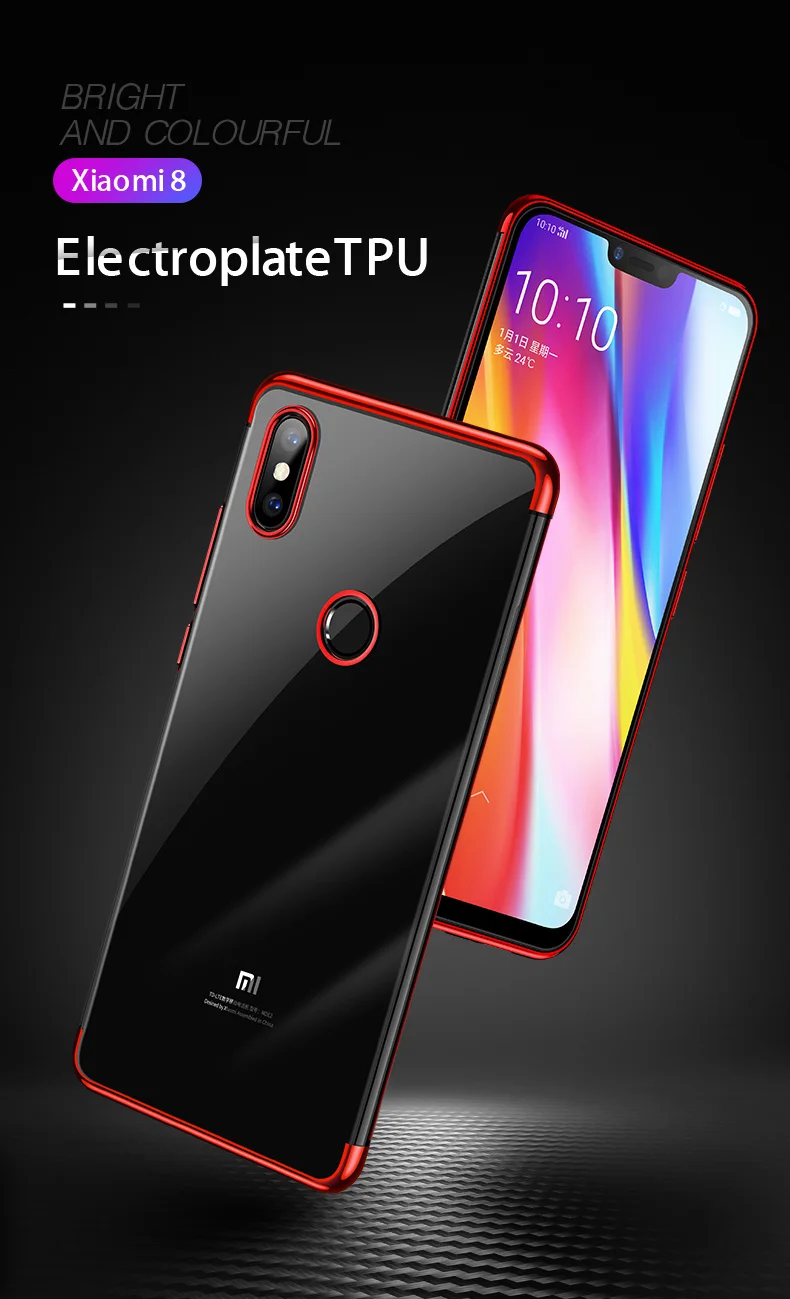 Electroplate TPU Case for Xiaomi 8 Mi A1(5X) A2(6X) Mix 2 2S Soft Flexible Cover Color |