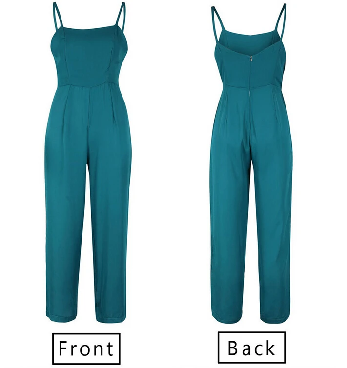 

Fashion Strappy Jumpsuit Women Sleeveless Suspenders Rompers Wide Leg Pant Ladies One-Piece Backless Overalls