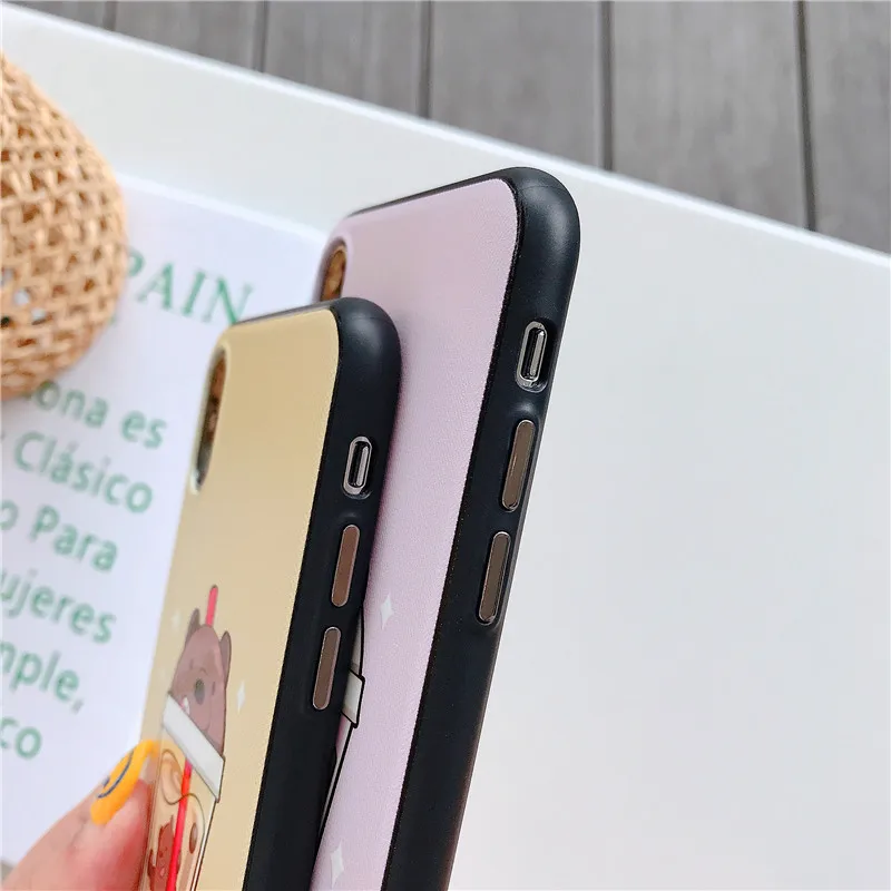 Мультяшный жемчужный молочный чай медведь чехол для телефона iphone Xs Max XR X 8 7 Plus 6S 6