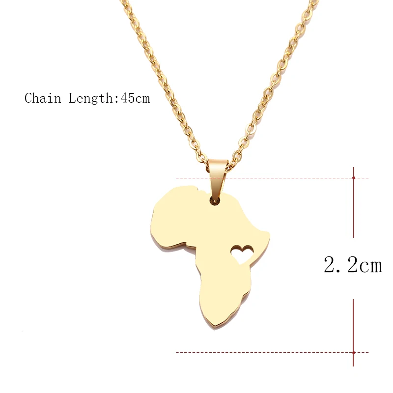 

DOTIFI Stainless Steel Necklace For Women Man Africa Map Gold And Silver Color Pendant Necklace Engagement Jewelry