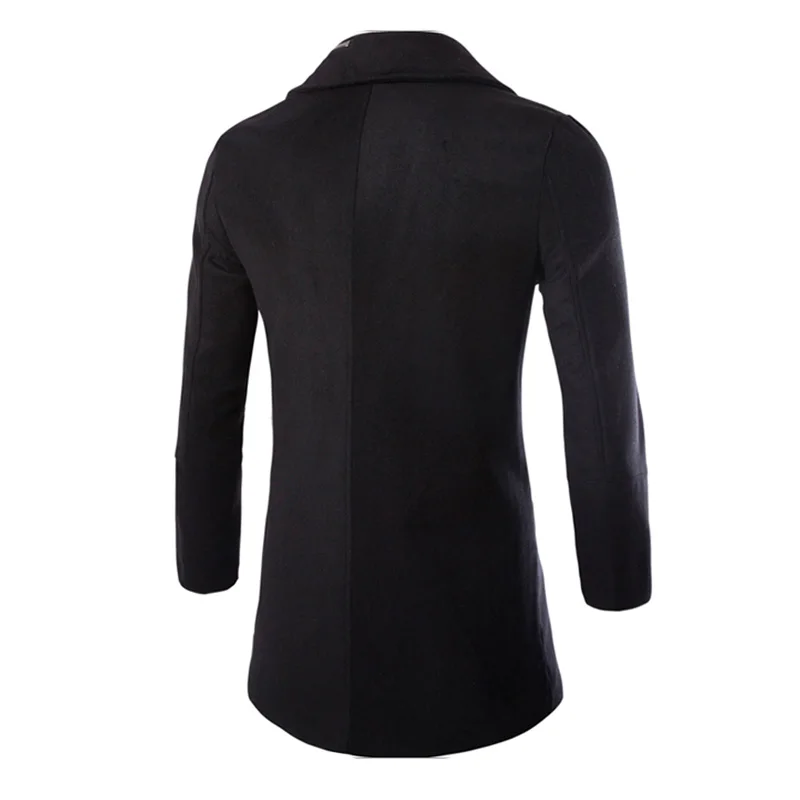 

TOTURN Men's Fashion Casual Wool Blends Coat Neckline Zipper Design Double Breasted Coat Jacket Male Long Outwear Overcoats