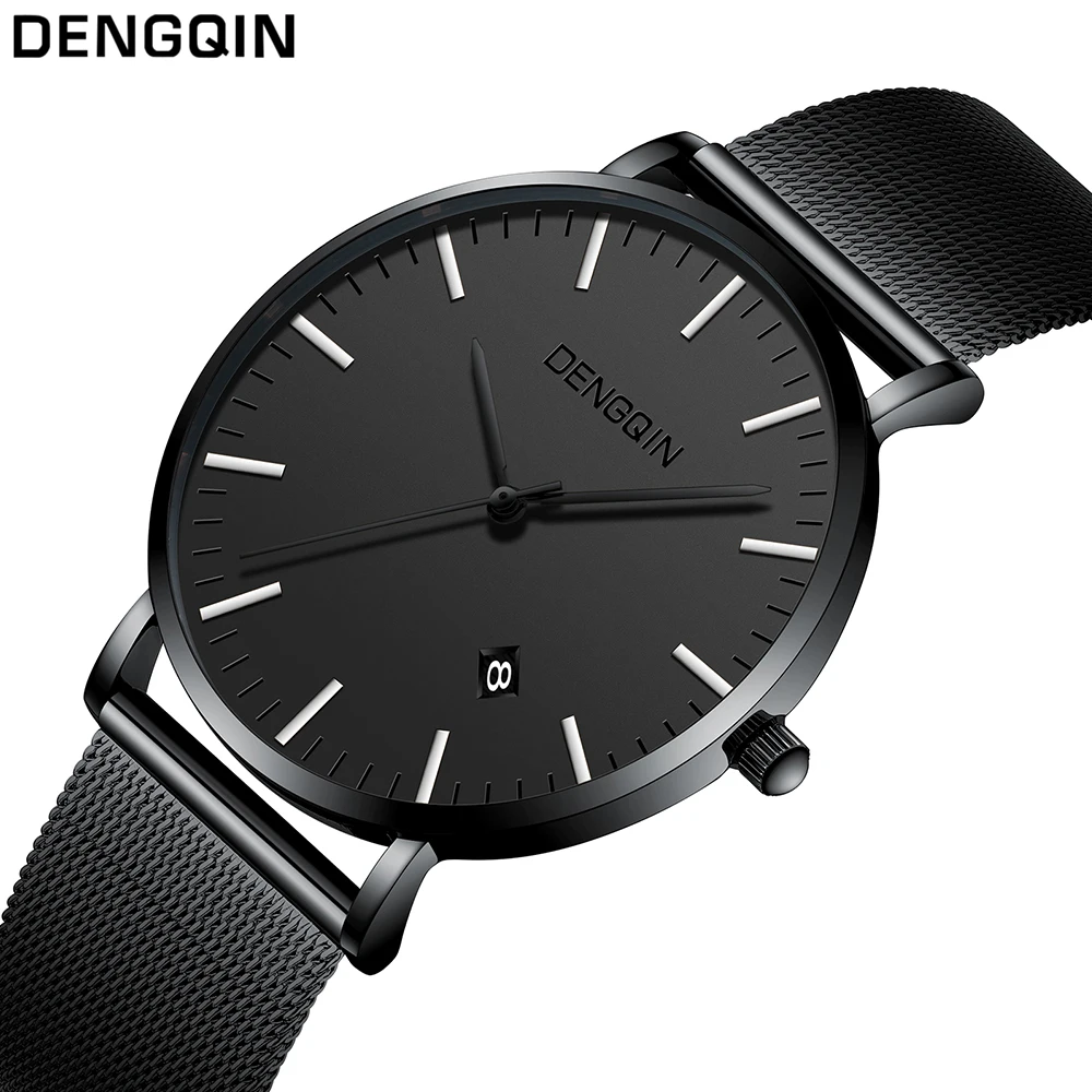 DENGQIN модные спортивные наручные часы мужские из нержавеющей стали Полный