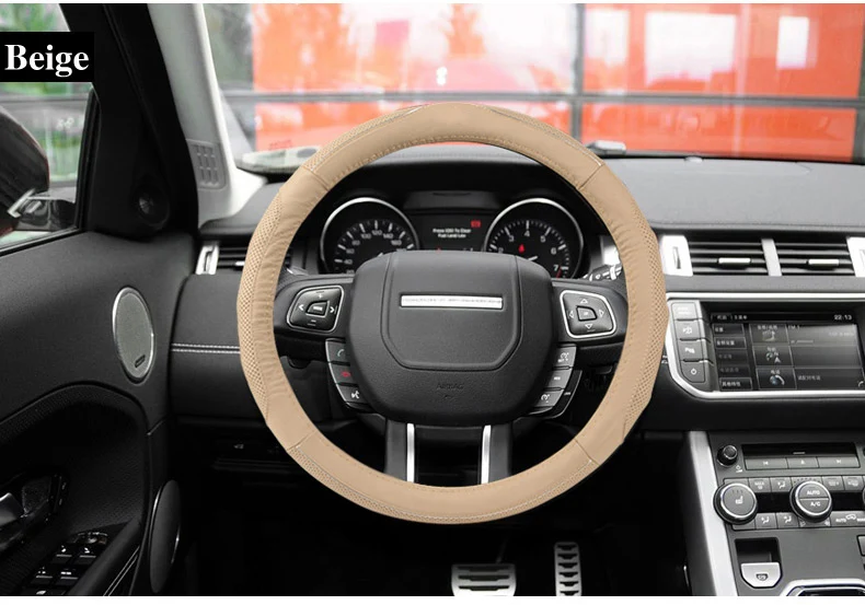 2015 New High-Grade Sports Car Genuine Cow Leather Steering Wheel Cover 38cm Solid Red/Blue/Beige For Jaguar XF XJ | Автомобили и
