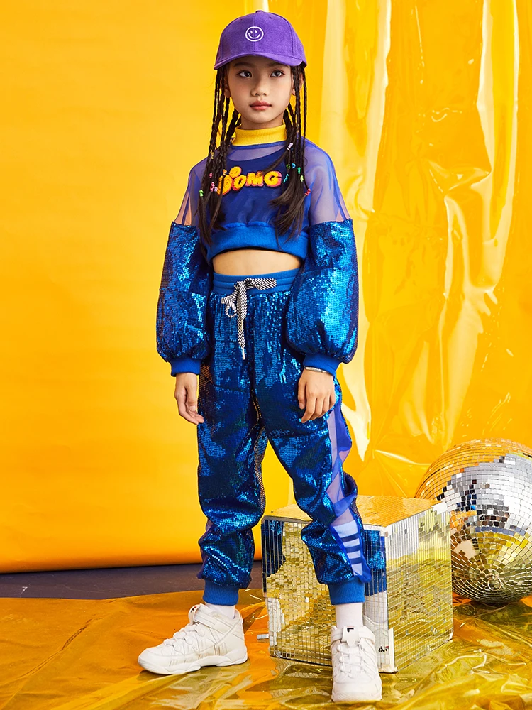 

Girls Jazz Costumes Autumn Sequins Modern Dance Costumes Loose Hip Hop Street Dance Wear Set Dance Wear Children Sets