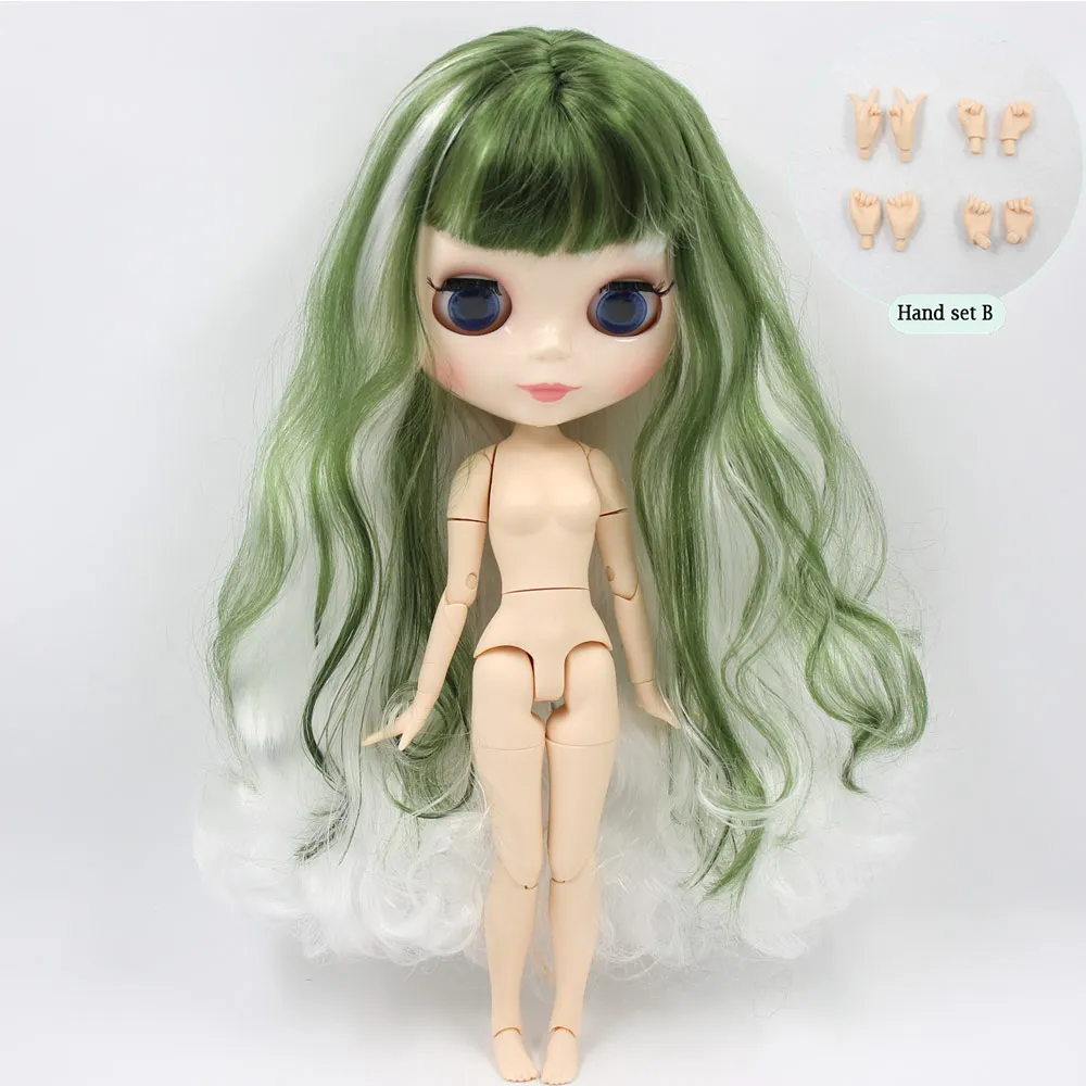 C doll with hand B ICY Nude Blyth изготовленная на заказ кукла № BL4299/136 зеленая смесь белых волос 1/6 bjd, pullip, licca, jerryberry - Цвет: C doll with hand B
