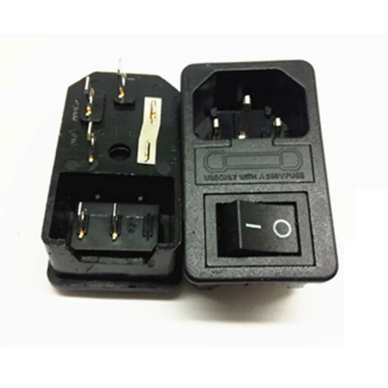 IEC 320 C14 розетка на входе 2Pin переключатель плавленый предохранитель разъем 10A 250 В