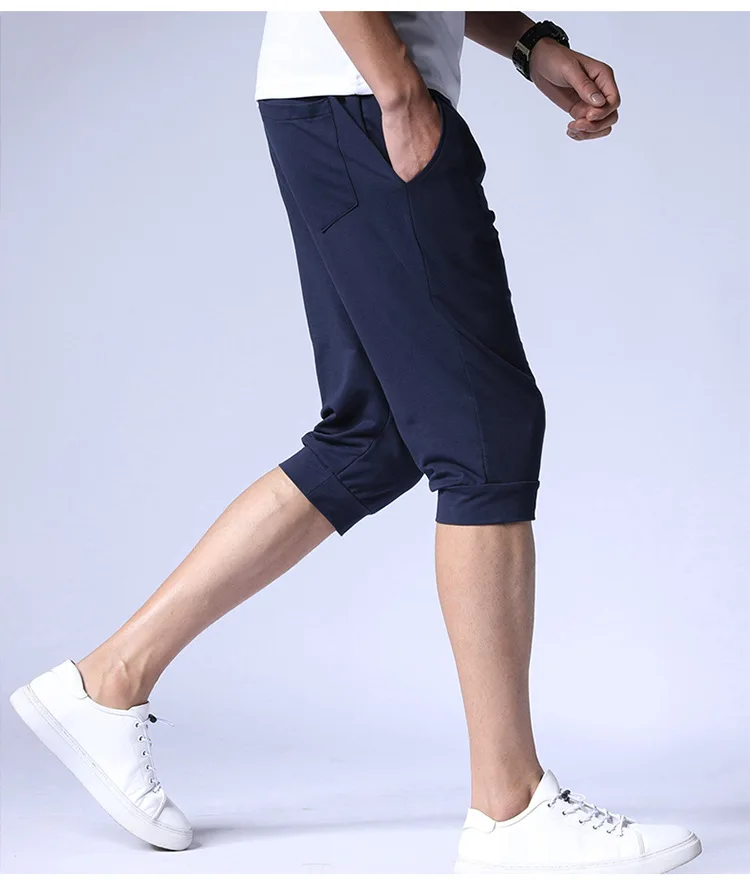 Летние мужские повседневные jogger х/б мужские шорты с эластичной талией Мужские дышащие однотонные Дышащие Короткие штаны