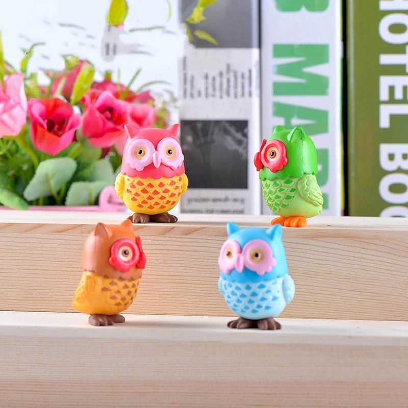 1Pcs Cartoon Cute Color Owl DIY Resin Fairy Garden Craft Decoration Miniature Micro Gnome Terrarium | Дом и сад
