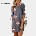 DANJEANER женское летнее платье в стиле бохо, шифоновое пляжное платье с цветочным принтом, туника, сарафан, свободное мини-платье для вечеринок, размера плюс, S-5XL