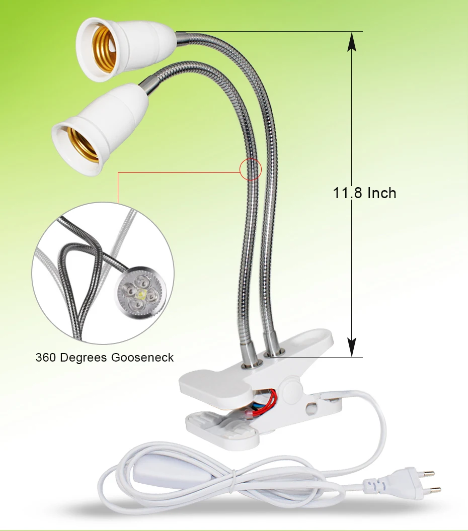 LED Bulb Lamp Holder Socket Adapter Clip Converter for LED Grow Light 360 Degrees Flexible Light Holder With Switch E27