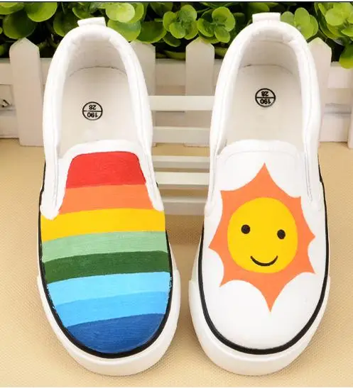 Весенние женские парусиновые туфли Раскрашенные вручную большие размеры