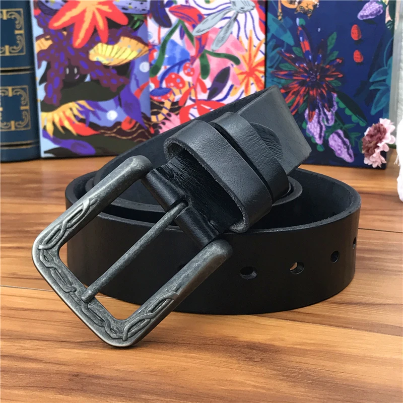

Vintage Buckle Men Belt Thick Leather Belt Men Ceinture Homme Male Leather Belt Wide Jeans Waist Riem Strap MBT0041
