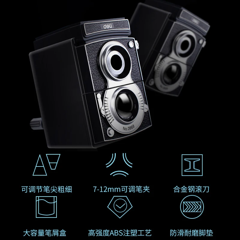 

deli 0668 vintage camera Children's Triangular Pencil Sharpener pencil Knife Stationary Manual Pencil Sharpener Kawaii Sharpener
