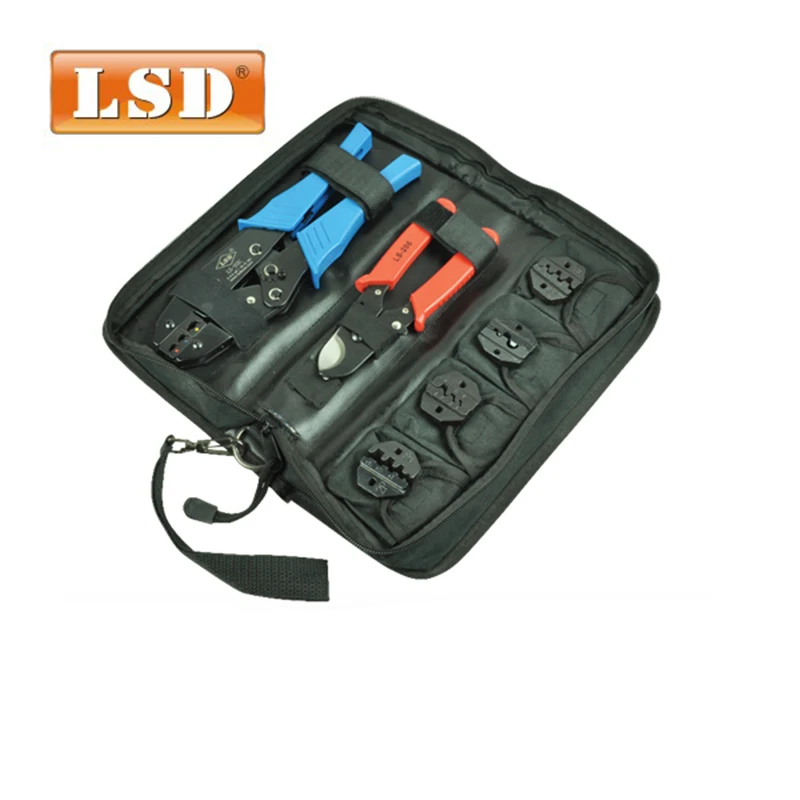 

Набор ручных обжимных инструментов для обжимных клемм и коннекторов с кабельным резаком и сменными плашками LS-K03C, набор обжимных штампов