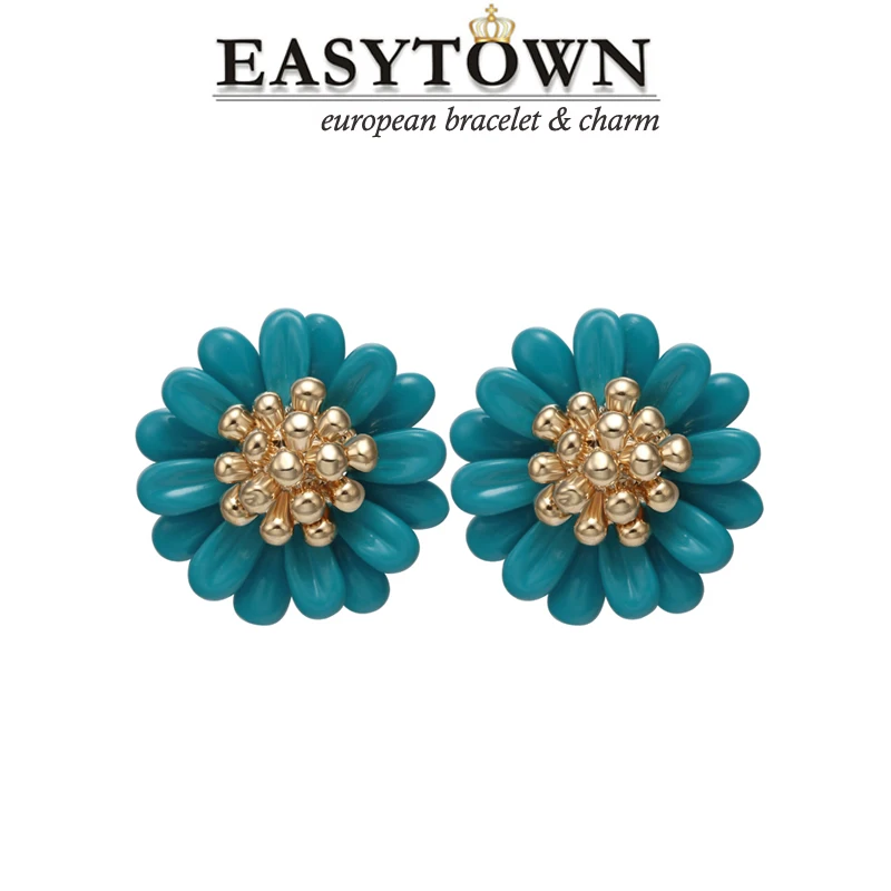 2016 Новые Марка Дизайн Мода Заявление Серьги Стержня Для Женщин Голубой Цветок
