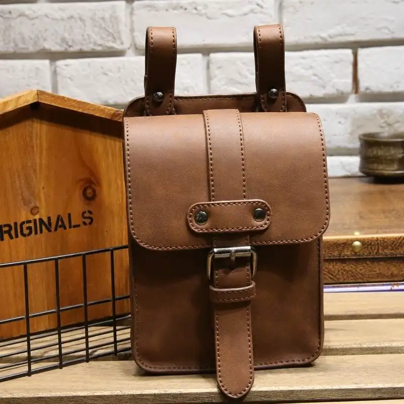 Мужская Фотосумка маленькая поясная сумка чехол дорожная винтажная коричневая