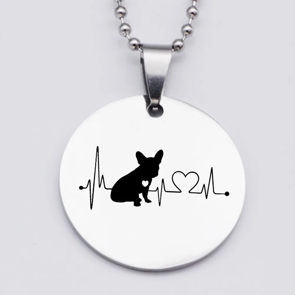 Подвеска Французский бульдог из нержавеющей стали с принтом в виде лапы ожерелье