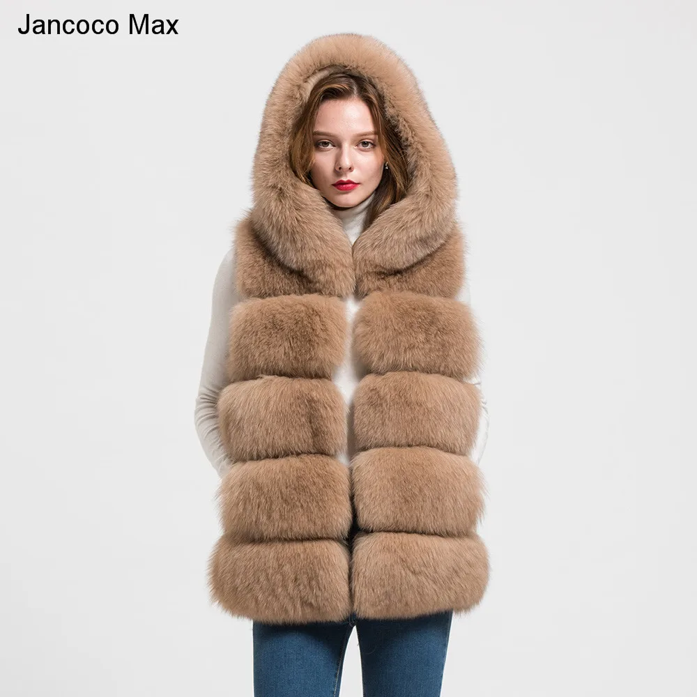 Jancoco Max, жилет из натурального меха с капюшоном, женская зимняя жилетка для девочек, женская модная меховая жилетка, пальто S1715