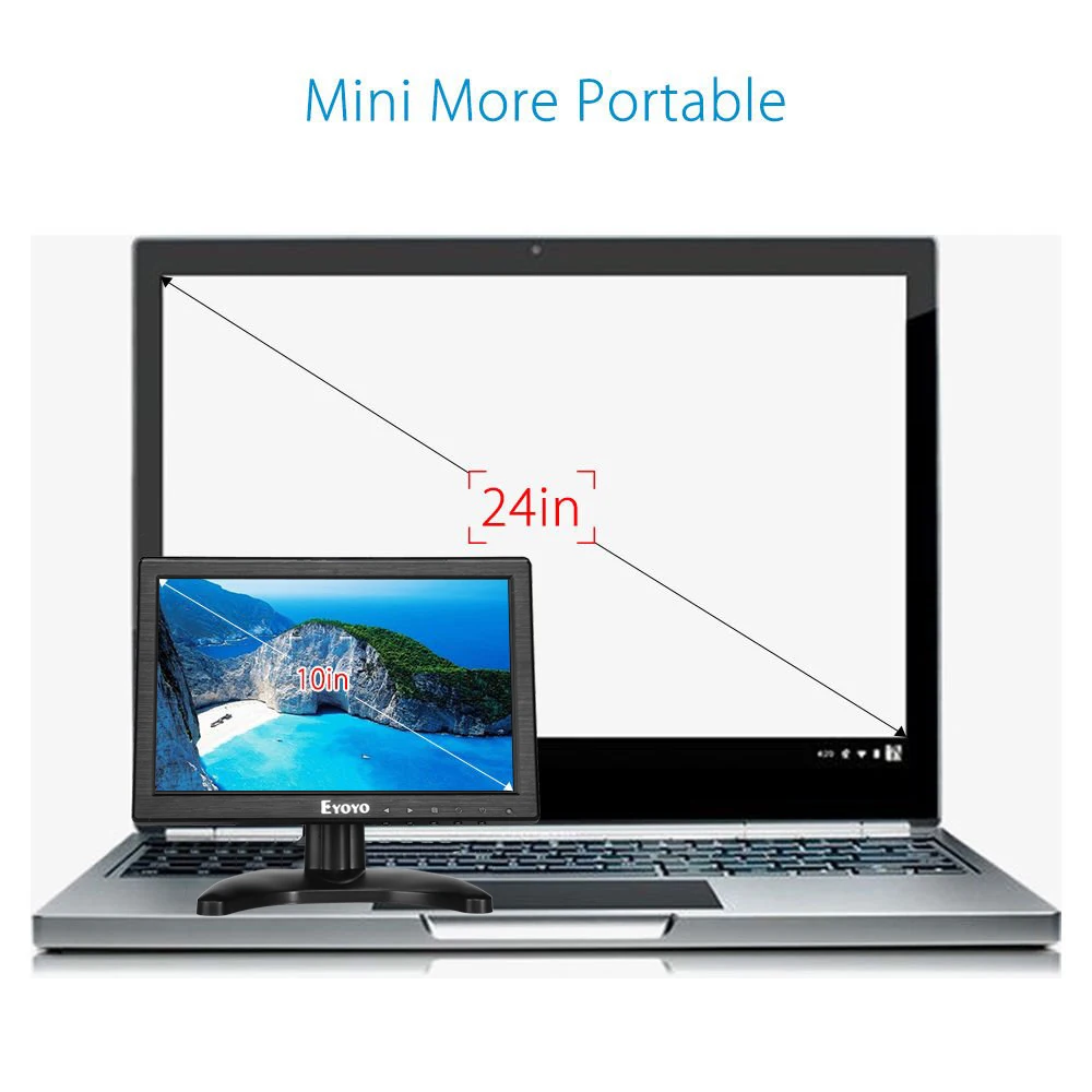 Eyoyo 10 дюймов IPS ЖК монитор 1280x800 с видеомонитор HDMI VGA BNC AV Вход для ПК CCTV двумя
