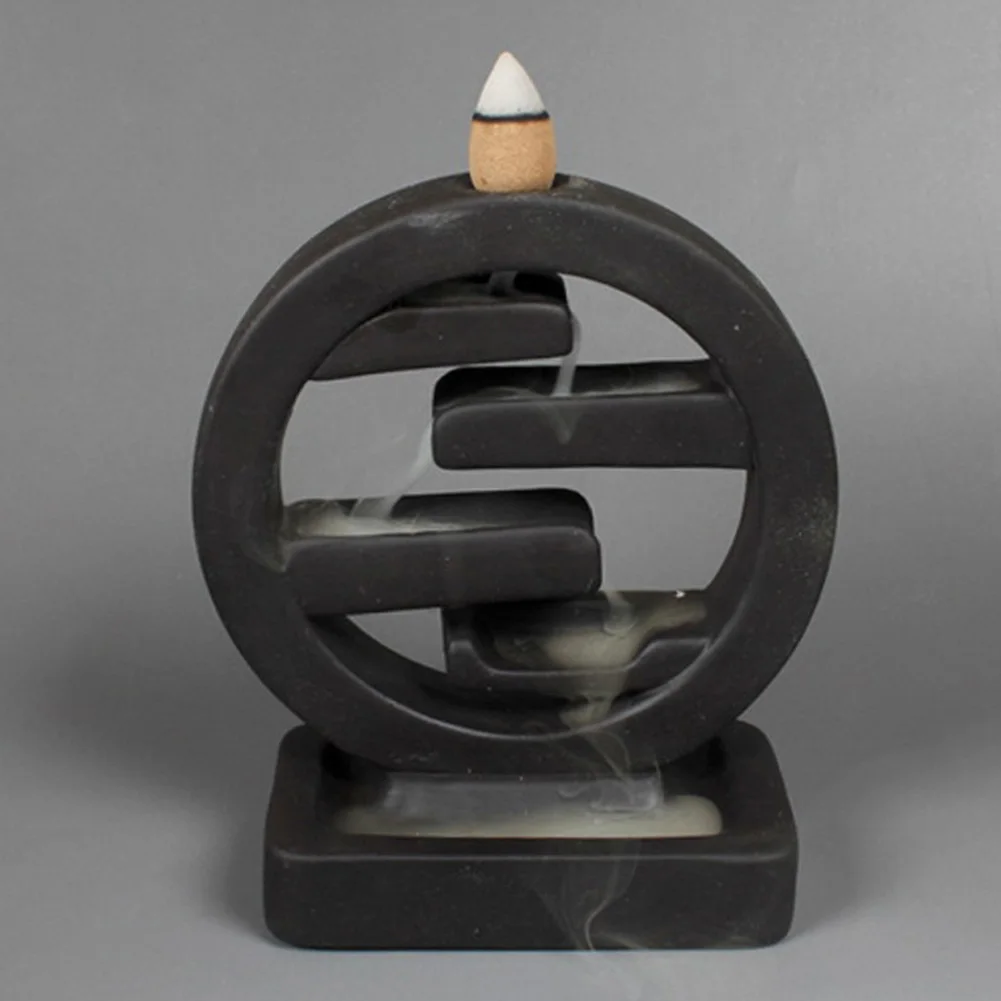 Round Gift Handicraft Living Room Censer Ceramic Burner Cones Backflow Office Incense Holder 4 Layer Home Decoration Plate | Дом и сад