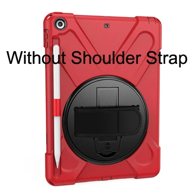 red Для ipad 9,7 дюймов / чехол с держателем карандаша, вращающийся на 360 градусов ремешок/подставка+ плечевой ремень для ipad 5th 6th - Цвет: red