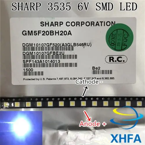50 шт. для SHARP светодиодный ТВ Применение ЖК-дисплей Подсветка 1 2 W 6V 3535 3537 холодный