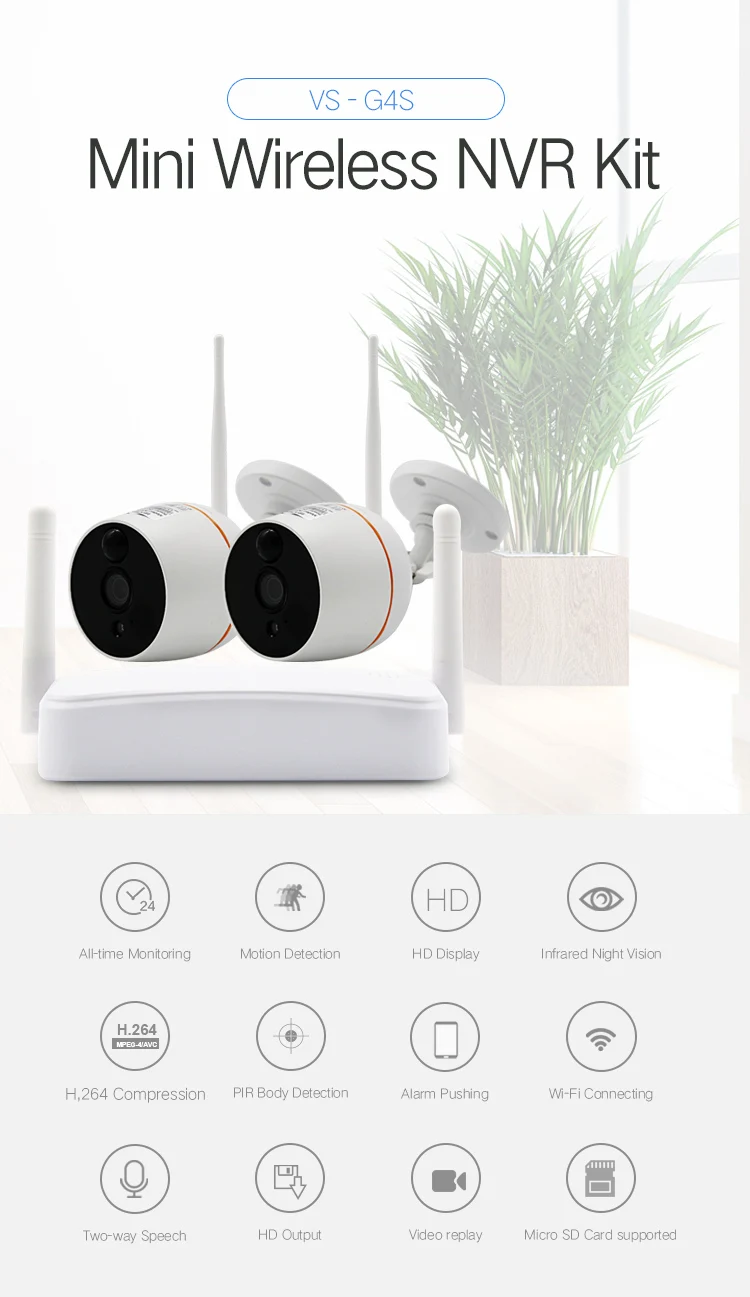 Система видеонаблюдения 1080P 2CH Wifi система комплект Водонепроницаемая домашняя