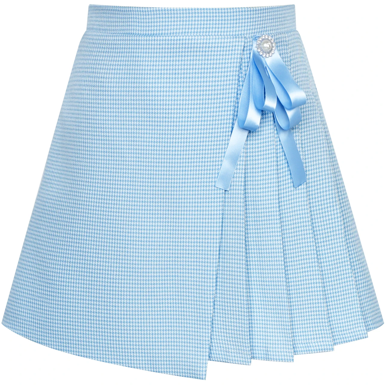 Sunny Fashion Девочки Юбка Плиссированный Плед Черный Белый Назад Школа Единая 2020 Лето