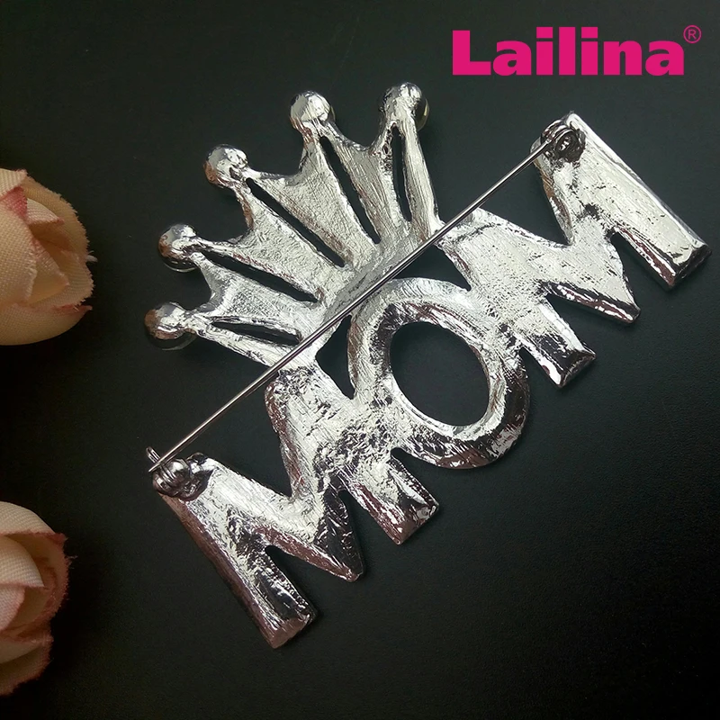 Элегантная Брошь для мамы на День Матери венцом стразы серебро цвет слово мама