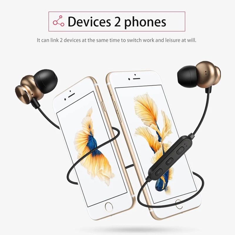 Оригинальные металлические магнитные наушники Bluetooth 4,2, гарнитура для спорта, бега, беспроводные Bluetooth наушники с микрофоном для телефона