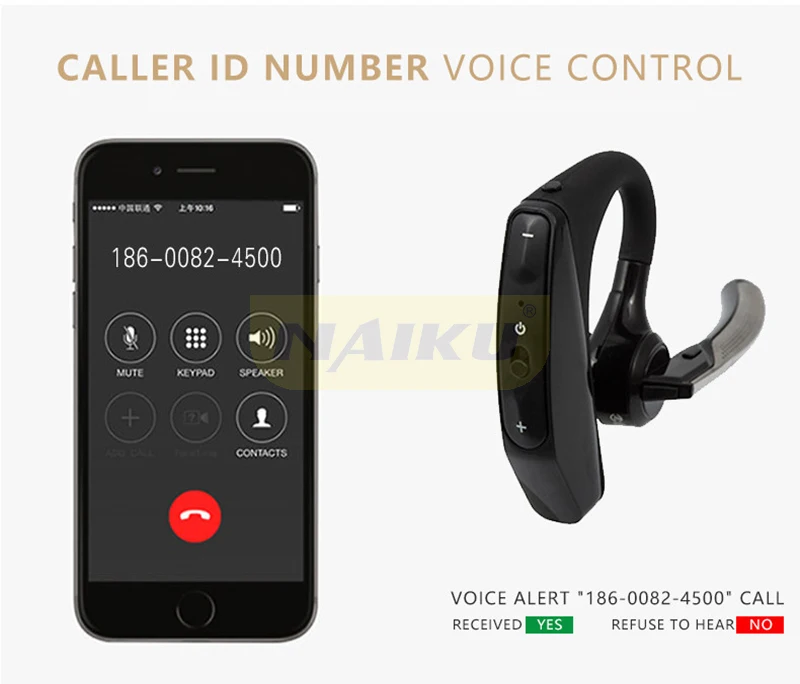 NAIKU Bluetooth наушники Handsfree Ear Hook беспроводные гарнитуры V4.1 шумоподавление HD микрофон
