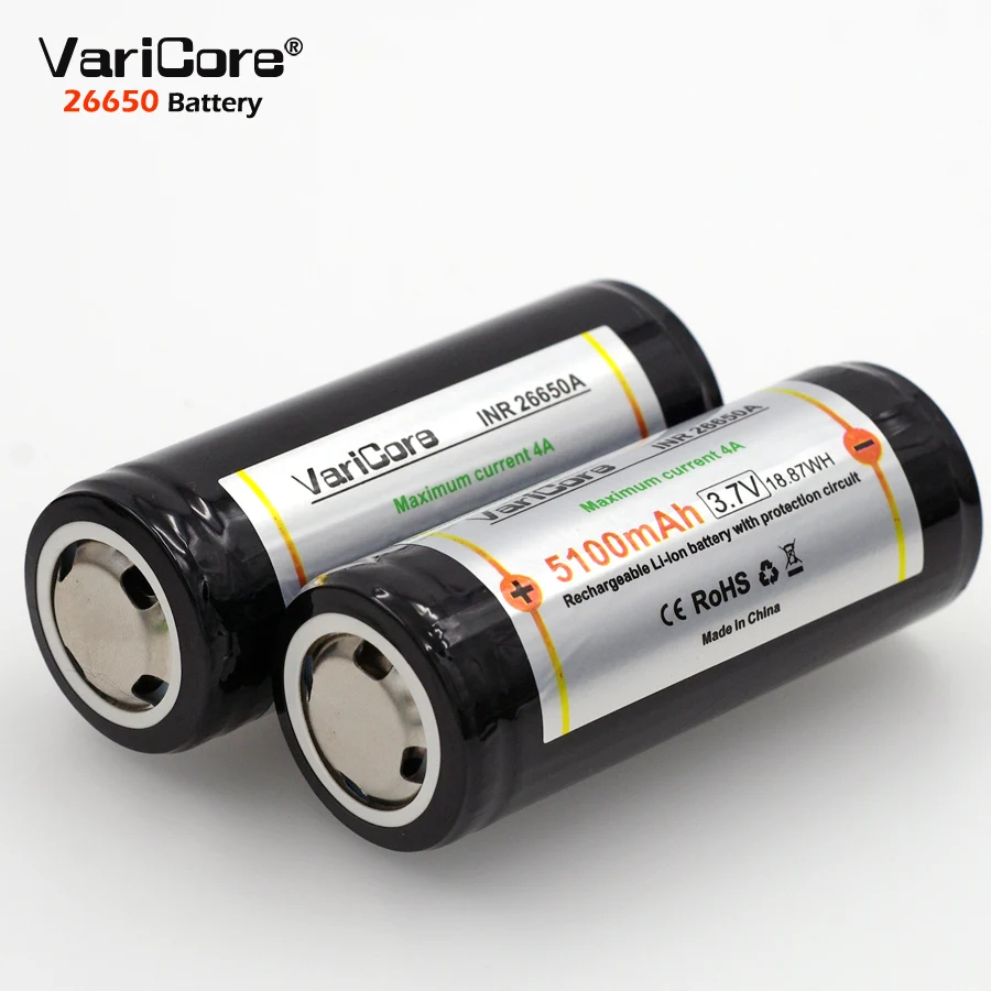 

Литий-ионный аккумулятор VariCore Protection 26650, 5100 мА ч, 3,7 в, 4 а, 3,6 В, 3 шт.