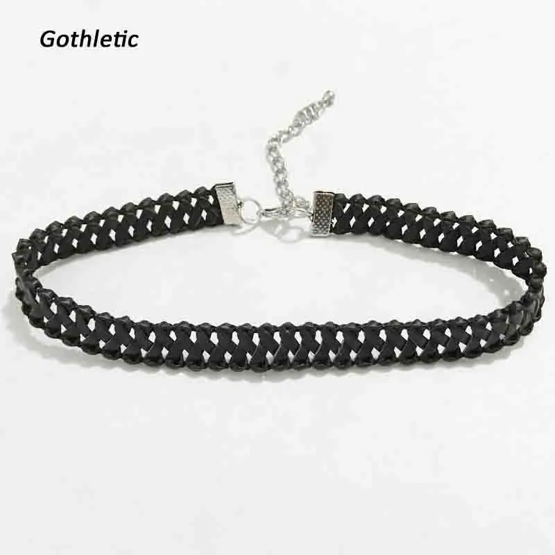 Gothletic 2019 Fashion Trio PU Chokers &amp Front Back Earrings Pack Handmade Jewelry Sets | Украшения и аксессуары