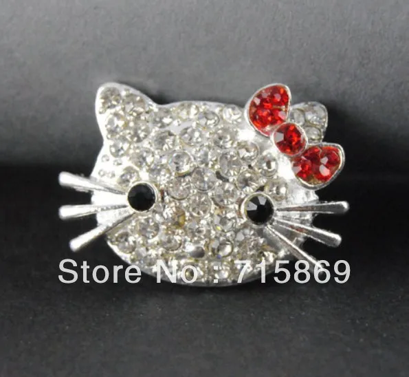 100 pcs 25x20mm Silver tone Crystal Cat Bracelet Connector Charms beads diy connector beads