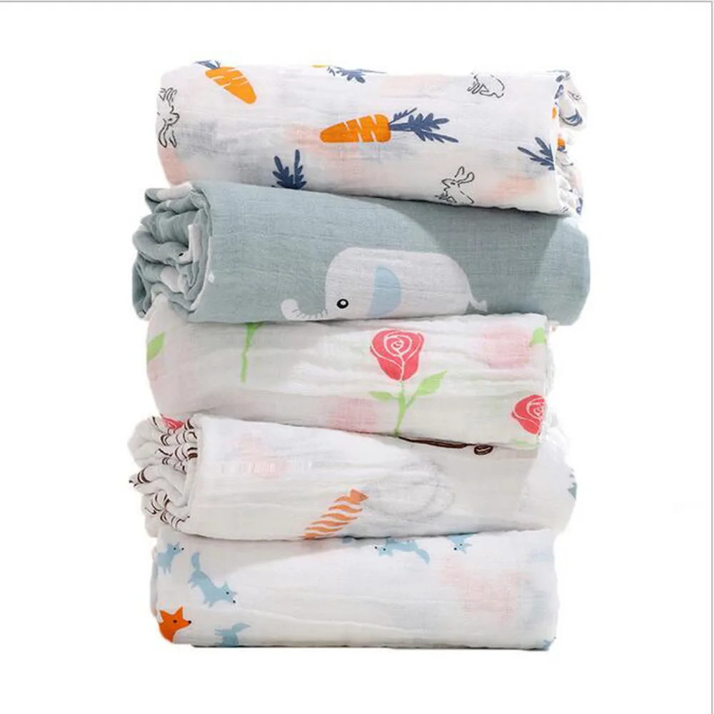 HALSY 1Pc 100%Premium Cotton Muslin Baby Swaddles Soft Newborn Blankets Bath Gauze Infant Wrap Sleepsack Stroller Cover Play Mat | Мать и